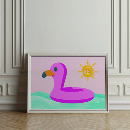 Premium Poster of Fun Pink Flamingo Pool Float Sun Wall Art Posters