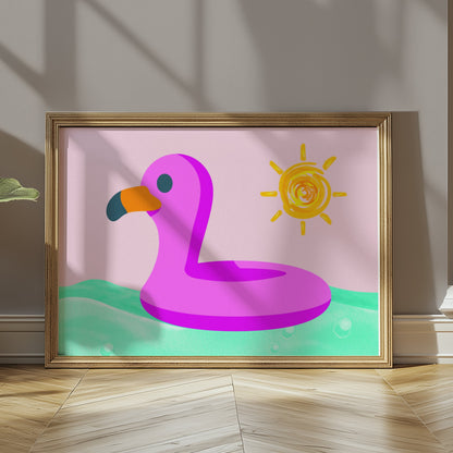 Premium Poster of Fun Pink Flamingo Pool Float Sun Wall Art Posters