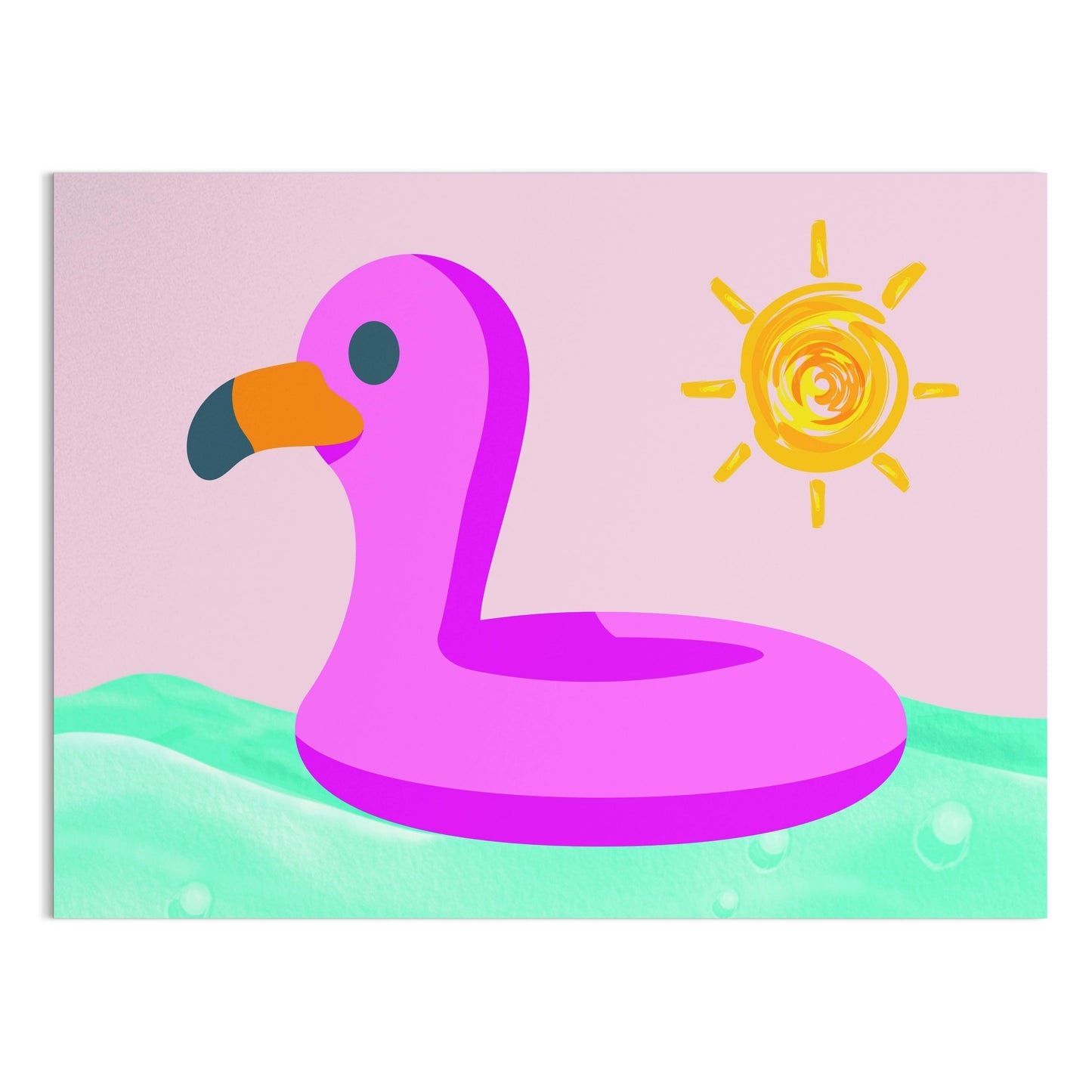 Premium Poster of Fun Pink Flamingo Pool Float Sun Wall Art Posters