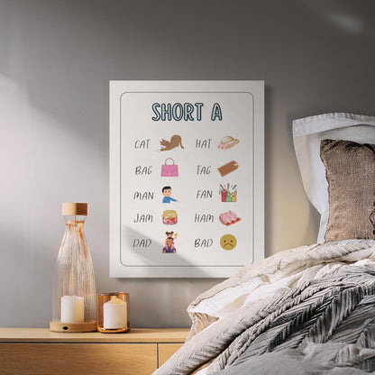 Premium Poster of Fun Short A Words Learning Canvas Wraps