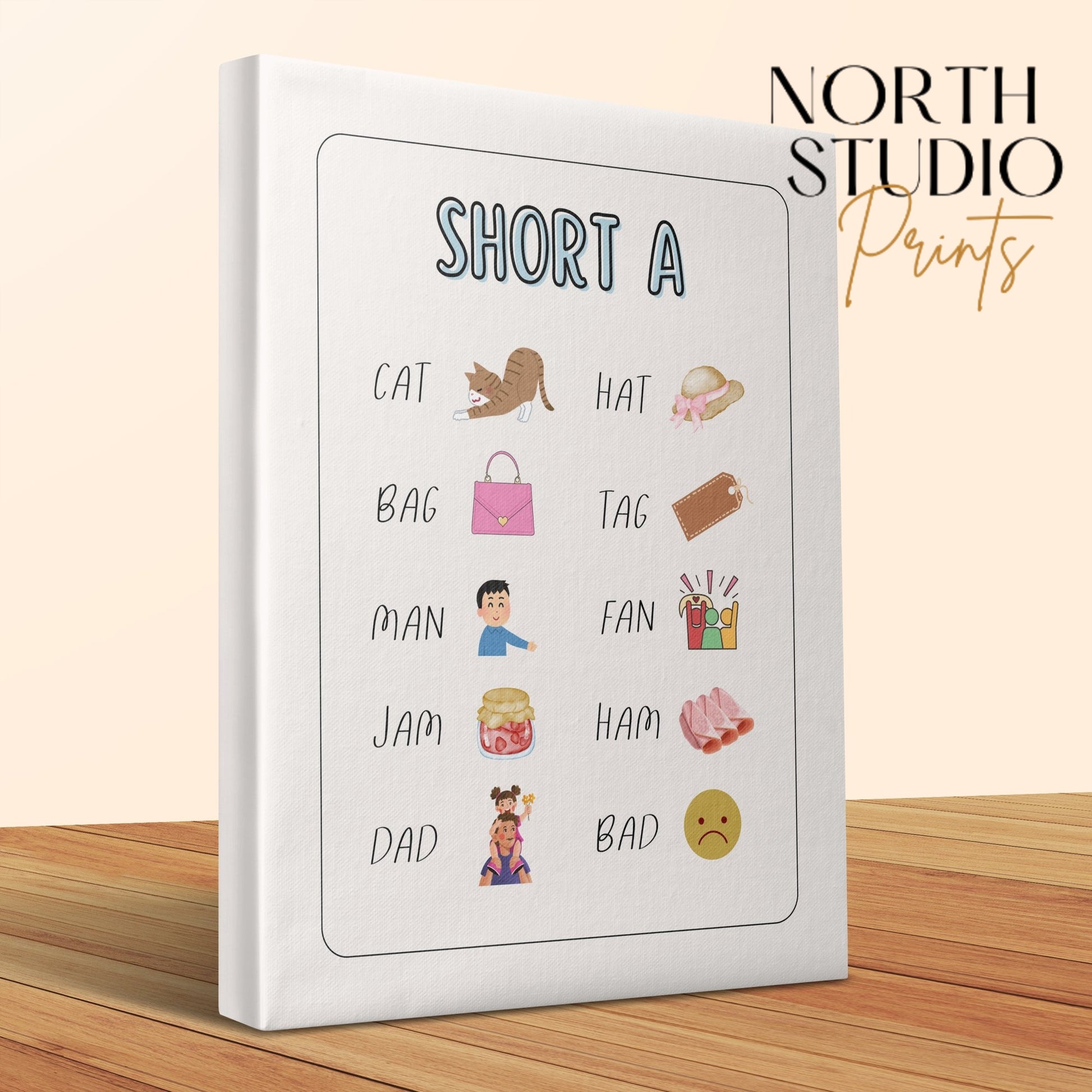 Premium Poster of Fun Short A Words Learning Canvas Wraps