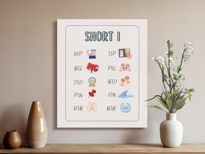 Premium Poster of Fun Short I Words Art for Kids Room Canvas Wraps