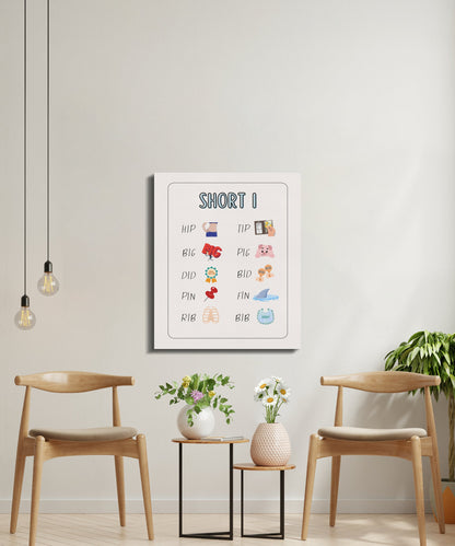 Premium Poster of Fun Short I Words Art for Kids Room Canvas Wraps