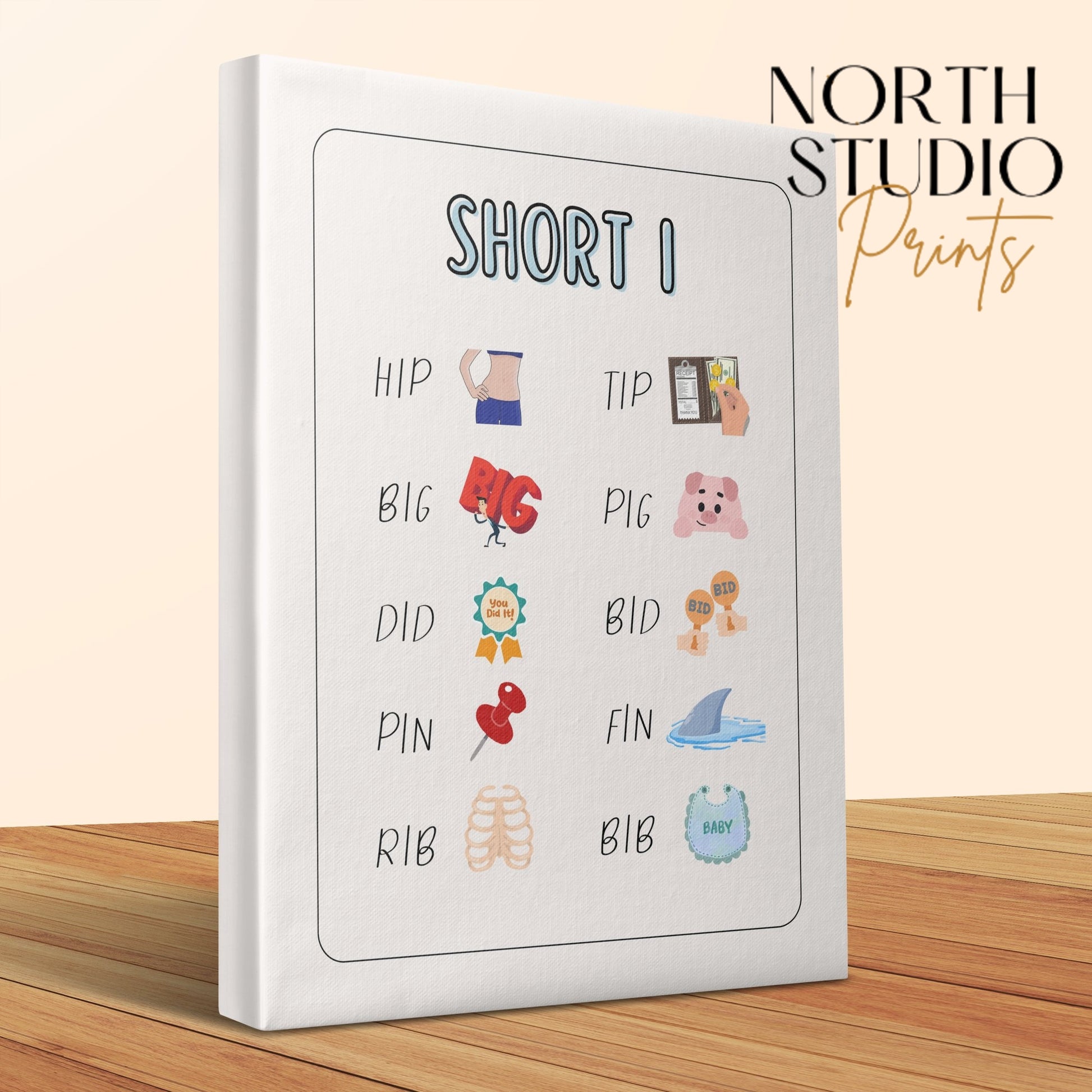 Premium Poster of Fun Short I Words Art for Kids Room Canvas Wraps