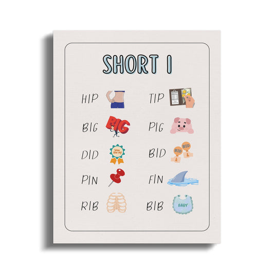 Premium Poster of Fun Short I Words Art for Kids Room Canvas Wraps