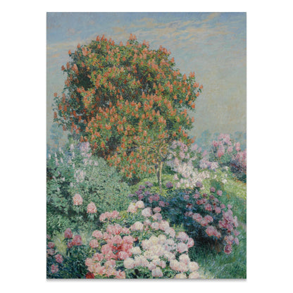 Premium Poster of Garden Blossom Scene with Red Bush Art Decor Posters