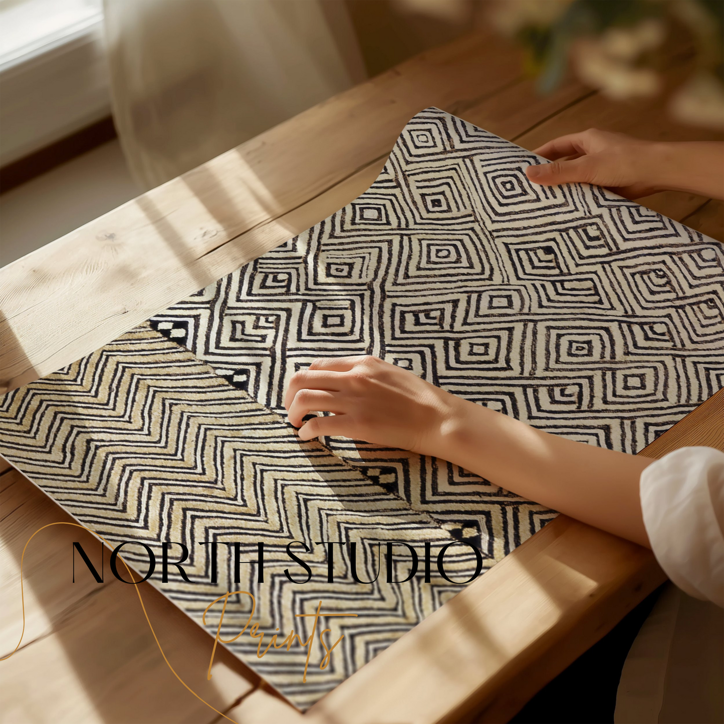 Premium Poster of Geometric Pattern Black and White Abstract Art Posters