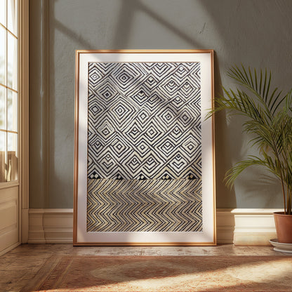 Premium Poster of Geometric Pattern Black and White Abstract Art Posters