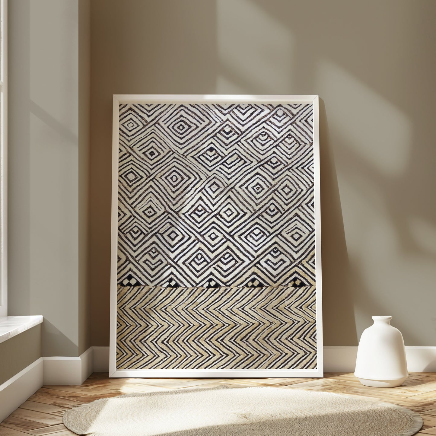 Premium Poster of Geometric Pattern Black and White Abstract Art Posters