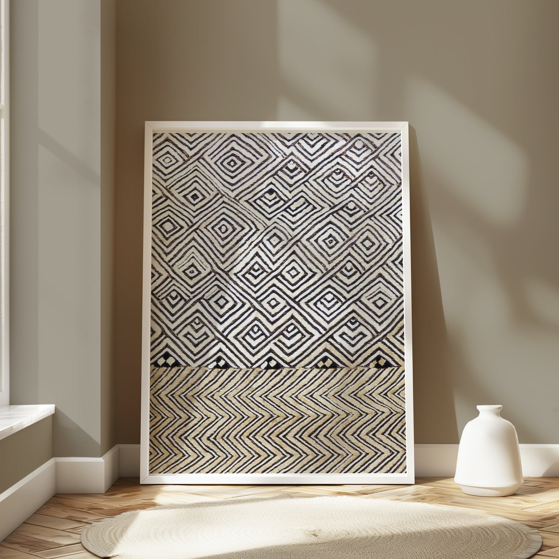 Premium Poster of Geometric Pattern Black and White Abstract Art Posters