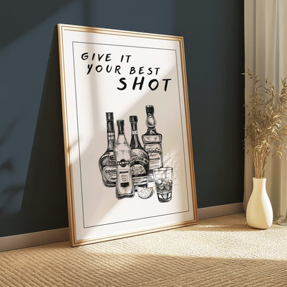 Premium Poster of Give It Your Best Shot Vintage Bar Art Print Posters