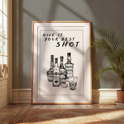 Premium Poster of Give It Your Best Shot Vintage Bar Art Print Posters