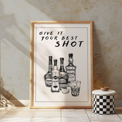 Premium Poster of Give It Your Best Shot Vintage Bar Art Print Posters
