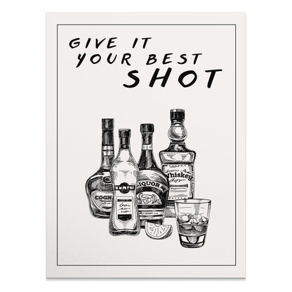 Premium Poster of Give It Your Best Shot Vintage Bar Art Print Posters