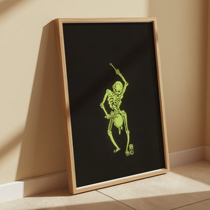 Premium Poster of Glow in the Dark Skeleton with Drum Posters
