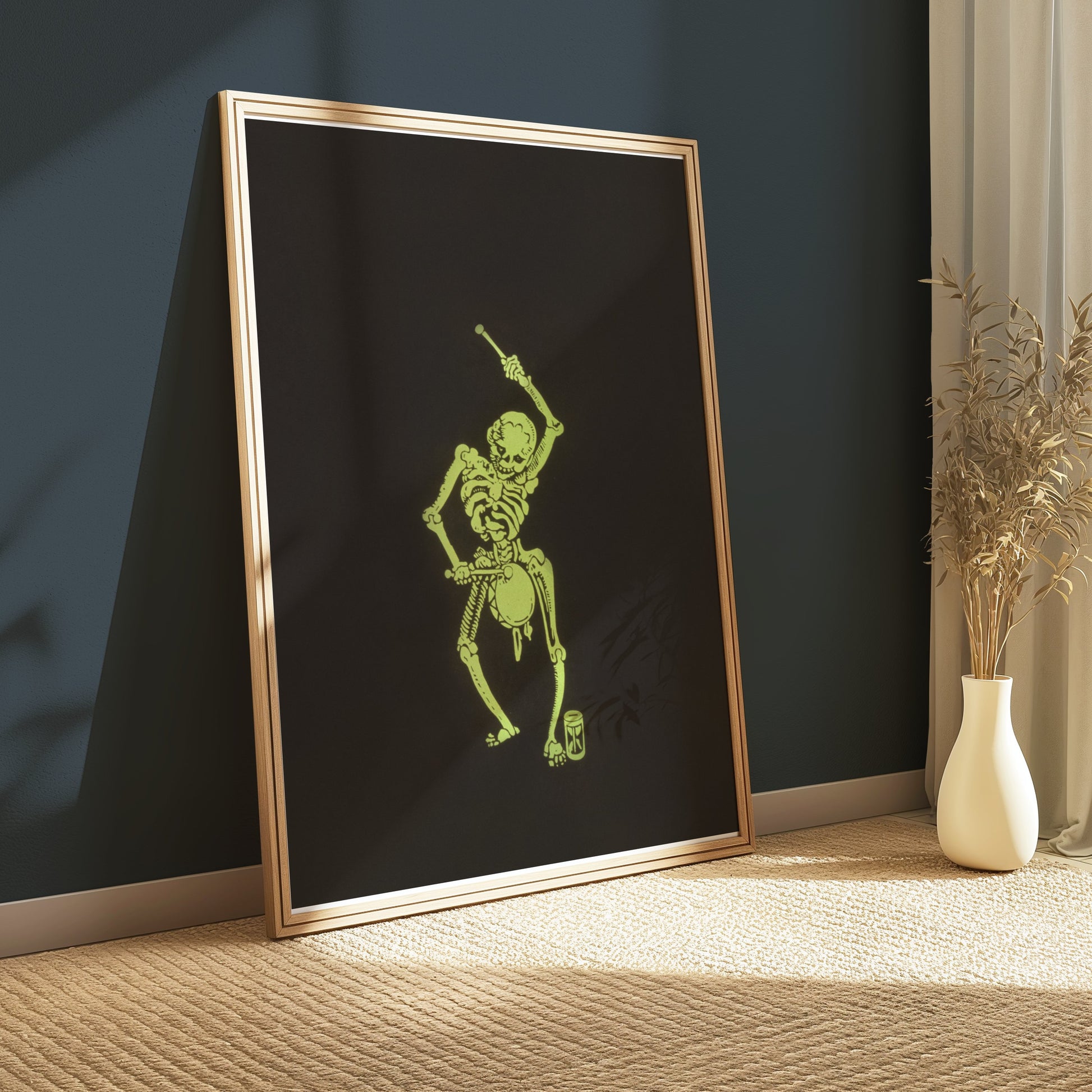 Premium Poster of Glow in the Dark Skeleton with Drum Posters