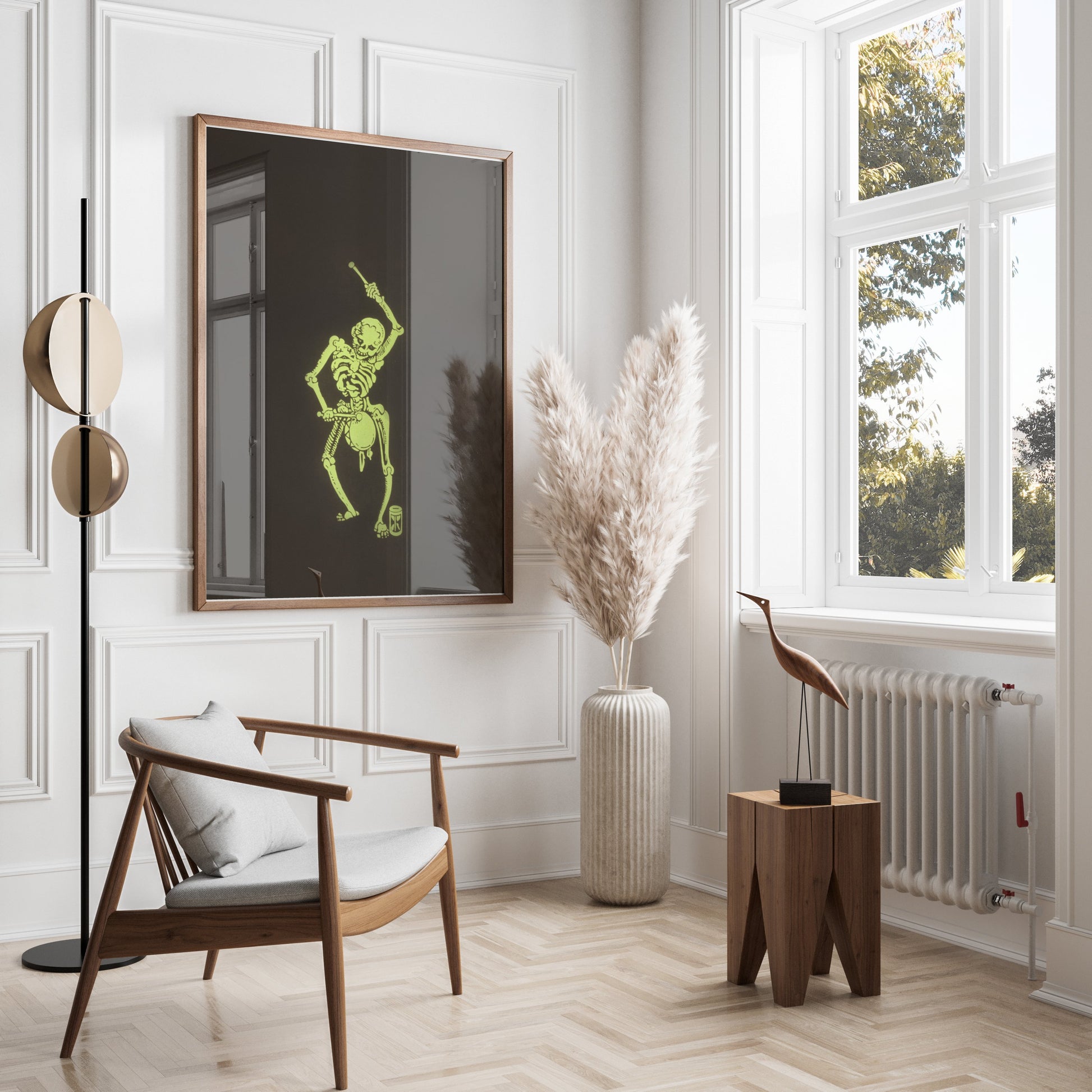 Premium Poster of Glow in the Dark Skeleton with Drum Posters