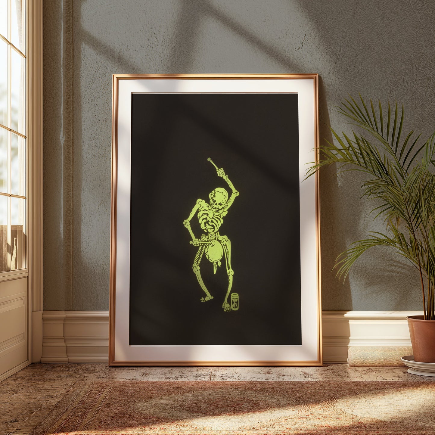 Premium Poster of Glow in the Dark Skeleton with Drum Posters