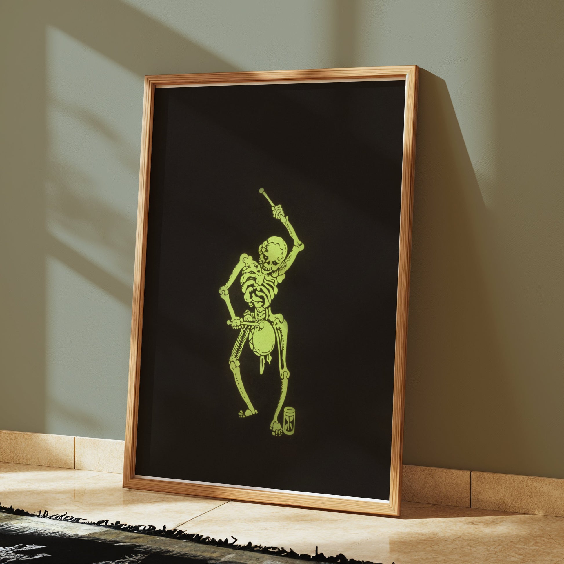 Premium Poster of Glow in the Dark Skeleton with Drum Posters