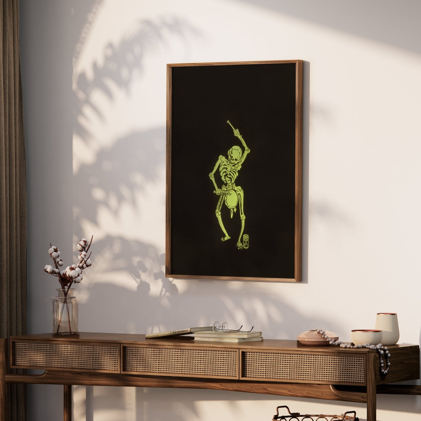 Premium Poster of Glow in the Dark Skeleton with Drum Posters