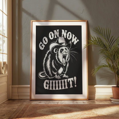 Premium Poster of Go On Now Giiiit Cowboy Possum Design Art Posters