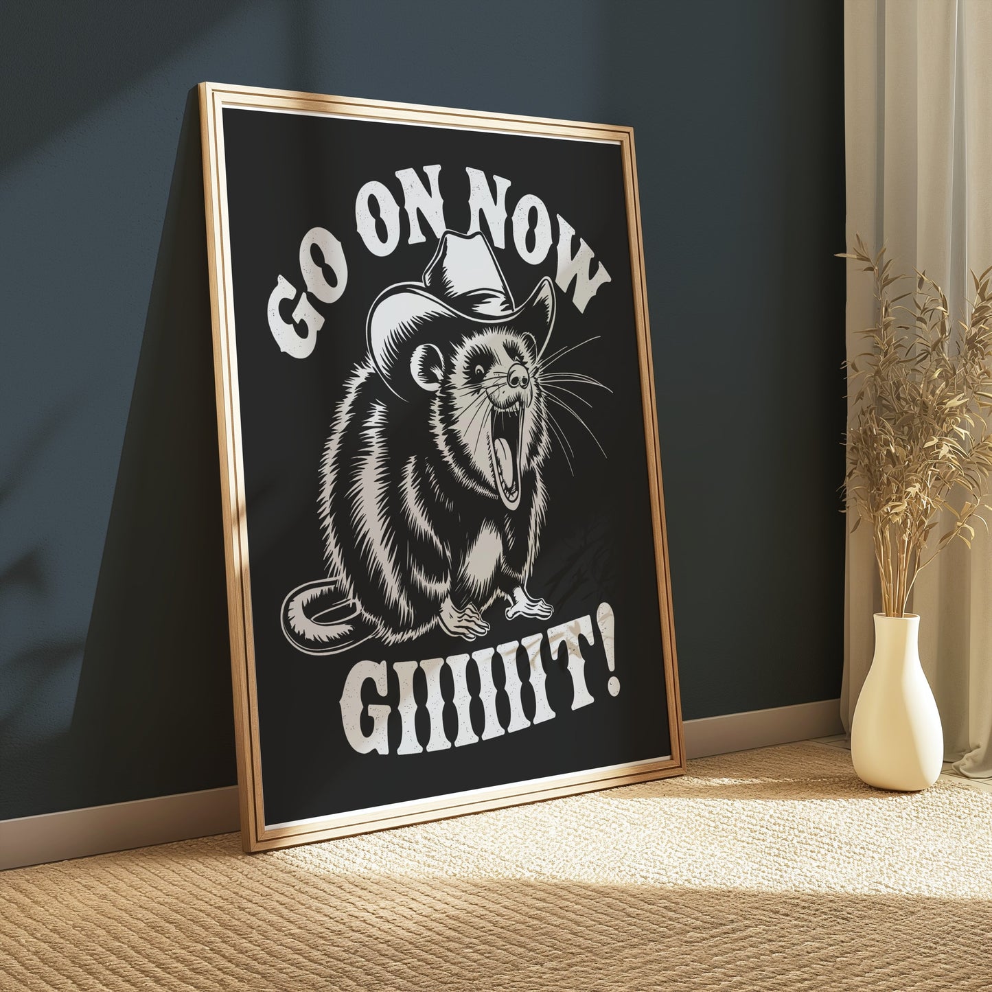 Premium Poster of Go On Now Giiiit Cowboy Possum Design Art Posters