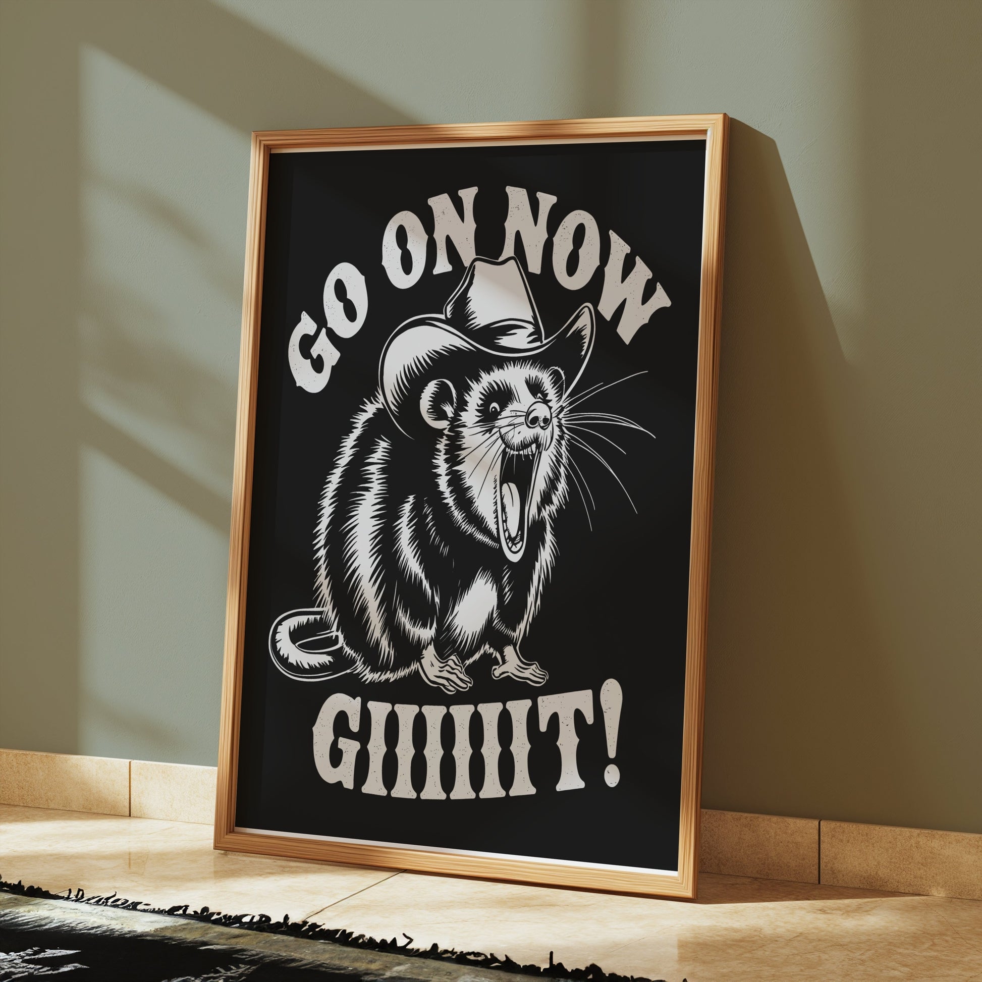 Premium Poster of Go On Now Giiiit Cowboy Possum Design Art Posters