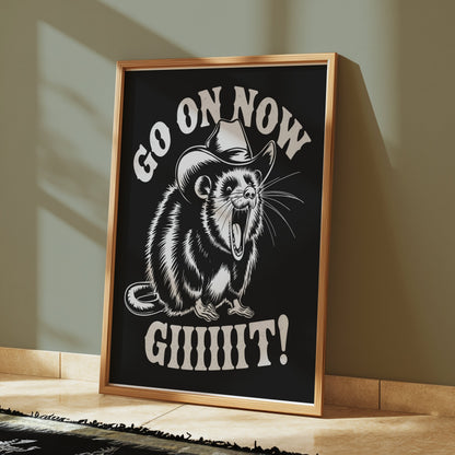 Premium Poster of Go On Now Giiiit Cowboy Possum Design Art Posters
