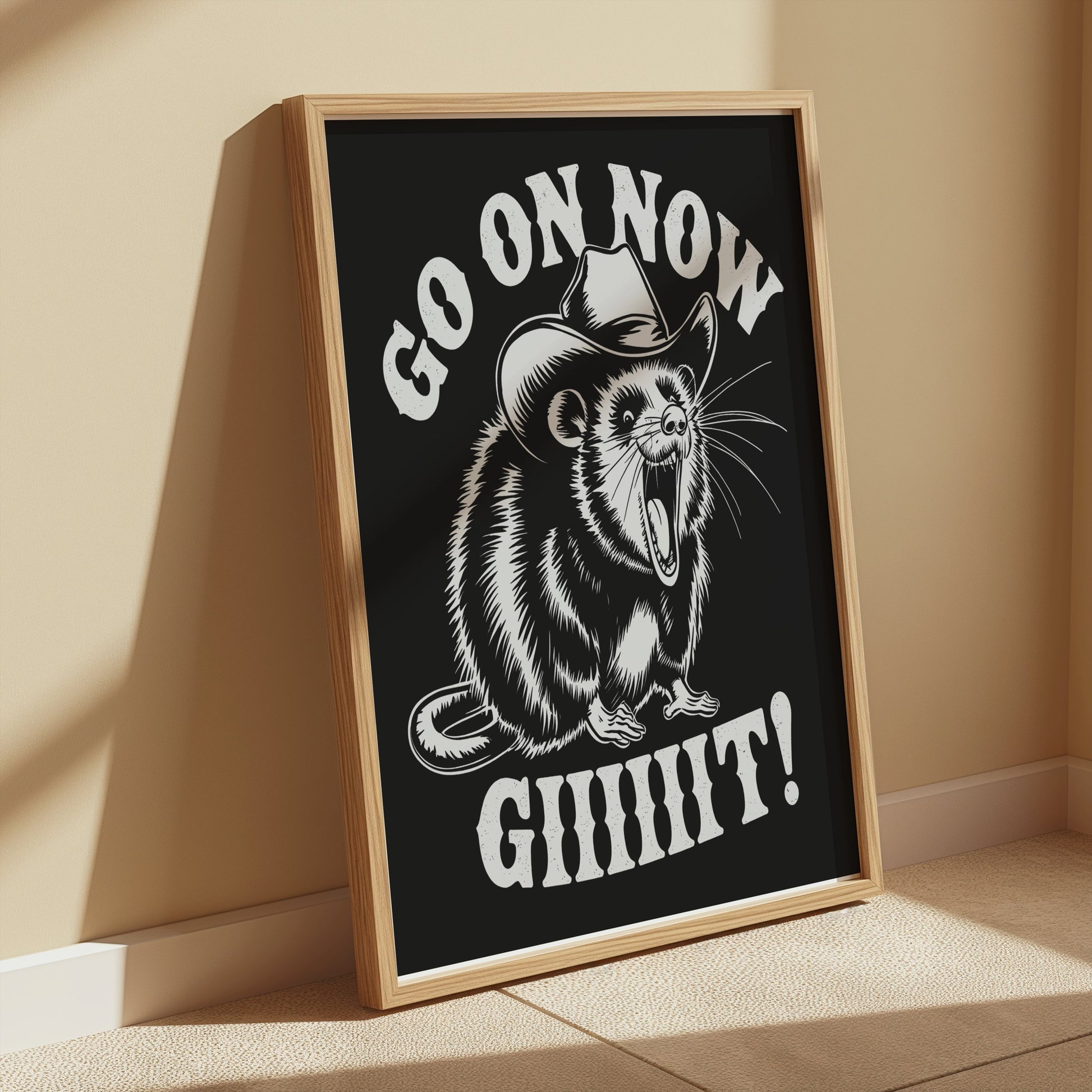 Premium Poster of Go On Now Giiiit Cowboy Possum Design Art Posters