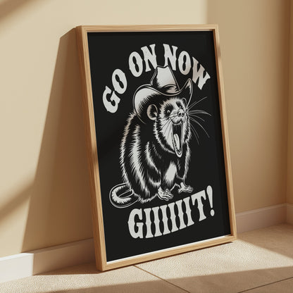 Premium Poster of Go On Now Giiiit Cowboy Possum Design Art Posters