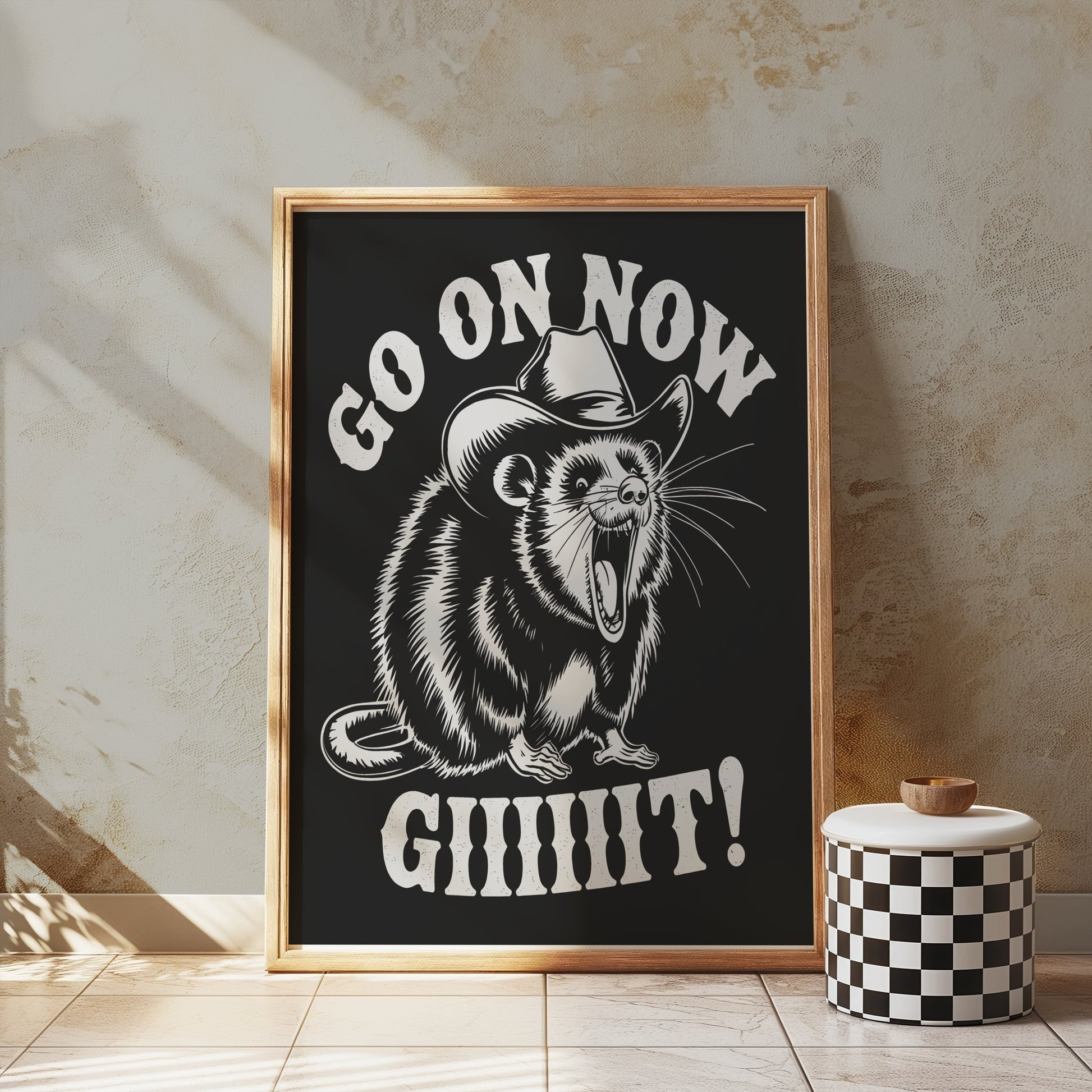 Premium Poster of Go On Now Giiiit Cowboy Possum Design Art Posters