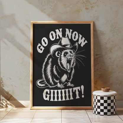 Premium Poster of Go On Now Giiiit Cowboy Possum Design Art Posters