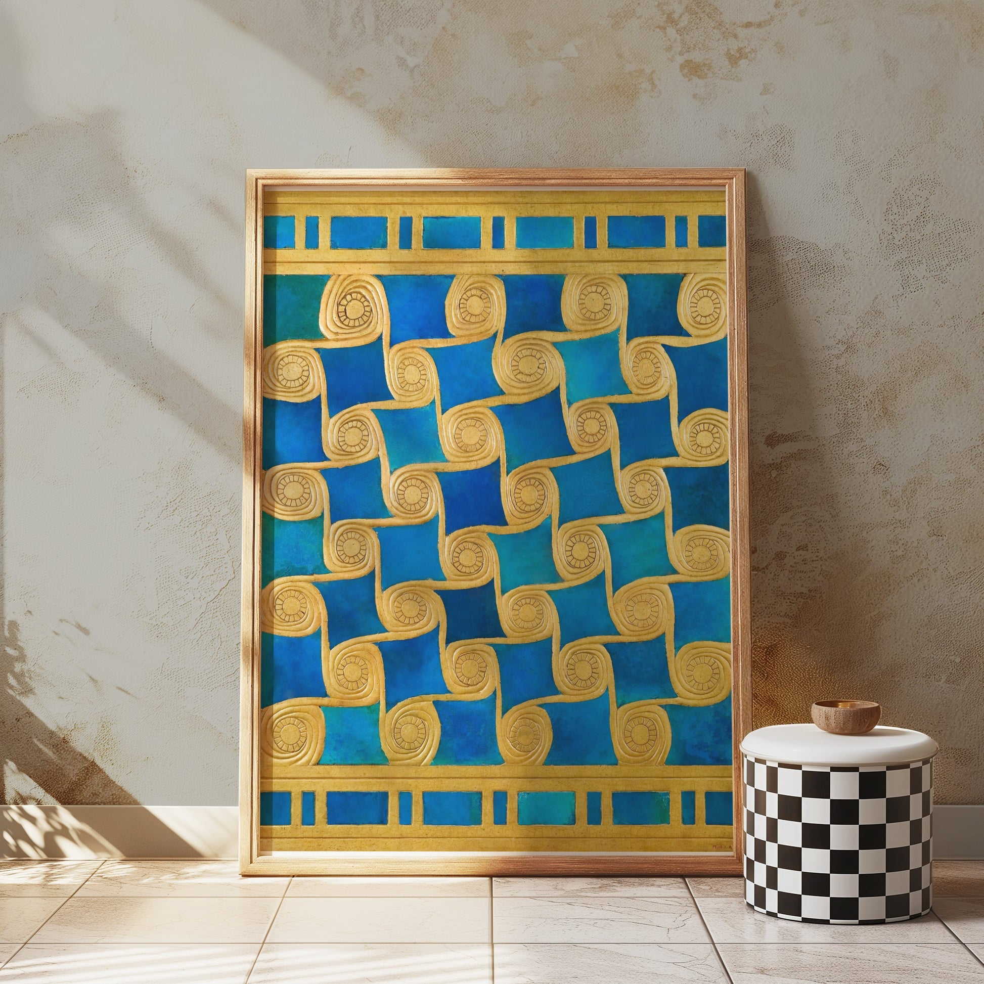 Premium Poster of Golden Spiral Blue and Green Art Deco Posters
