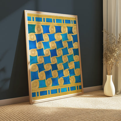 Premium Poster of Golden Spiral Blue and Green Art Deco Posters