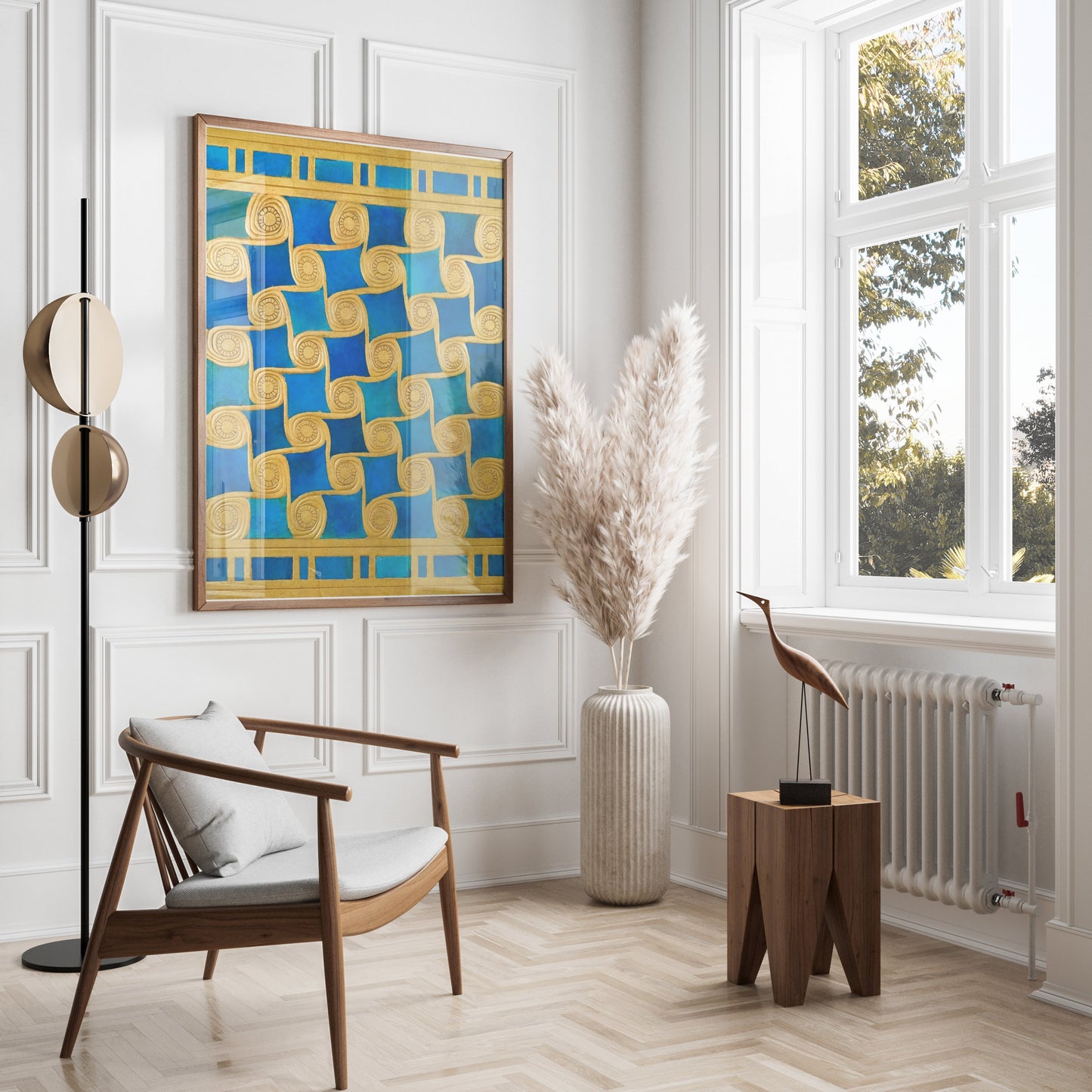 Premium Poster of Golden Spiral Blue and Green Art Deco Posters