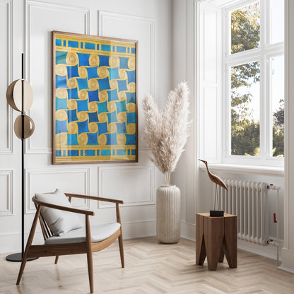 Premium Poster of Golden Spiral Blue and Green Art Deco Posters
