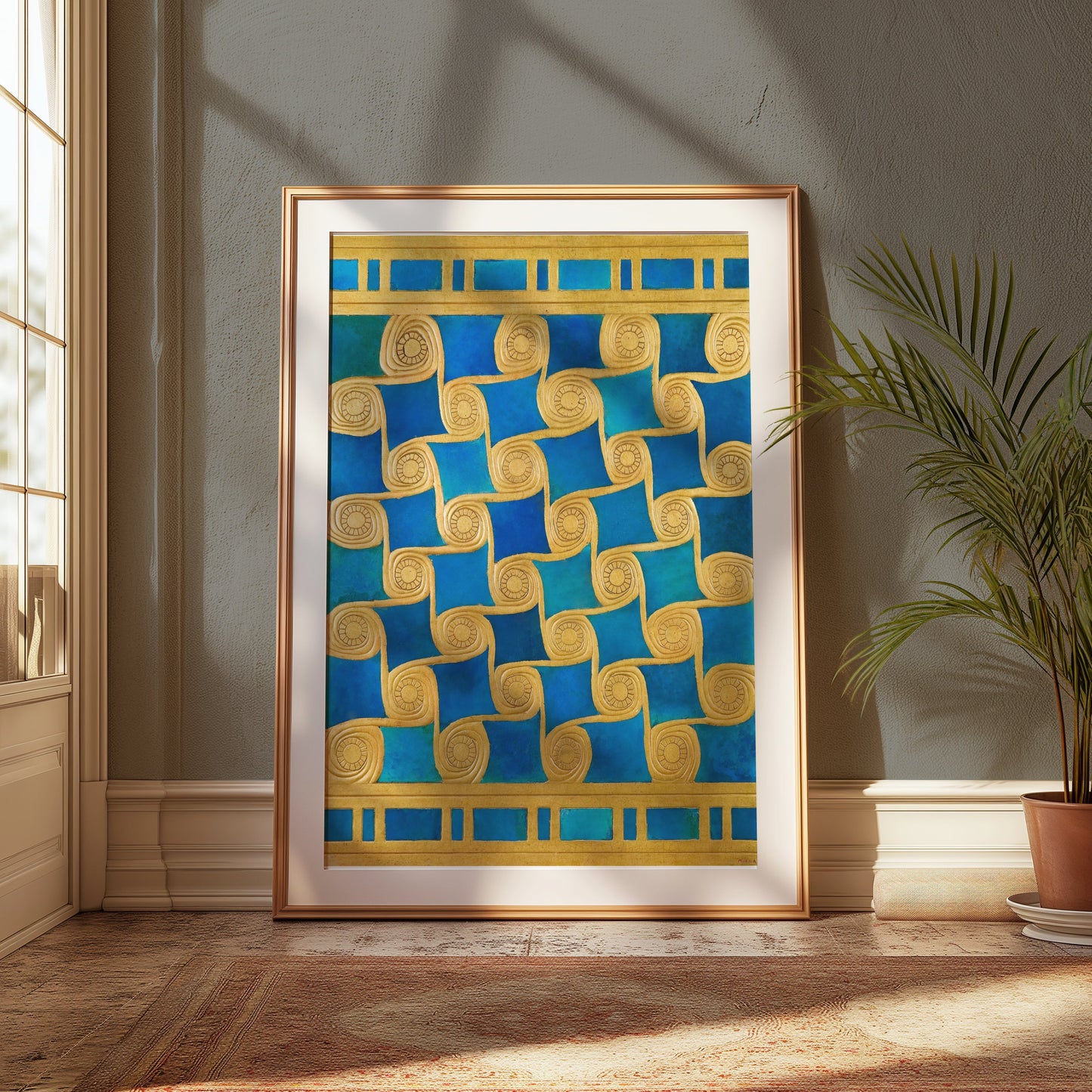 Premium Poster of Golden Spiral Blue and Green Art Deco Posters