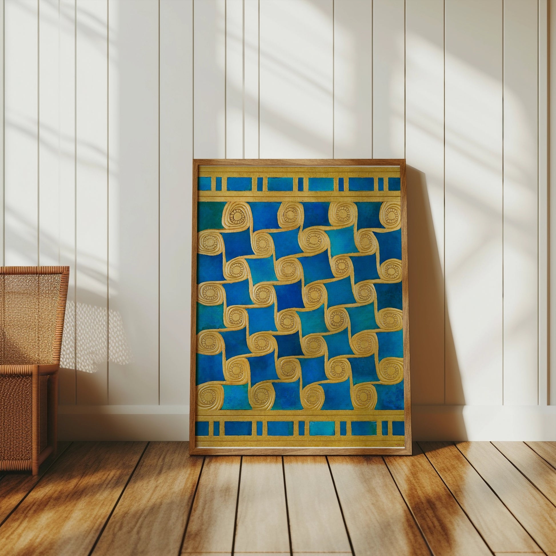 Premium Poster of Golden Spiral Blue and Green Art Deco Posters