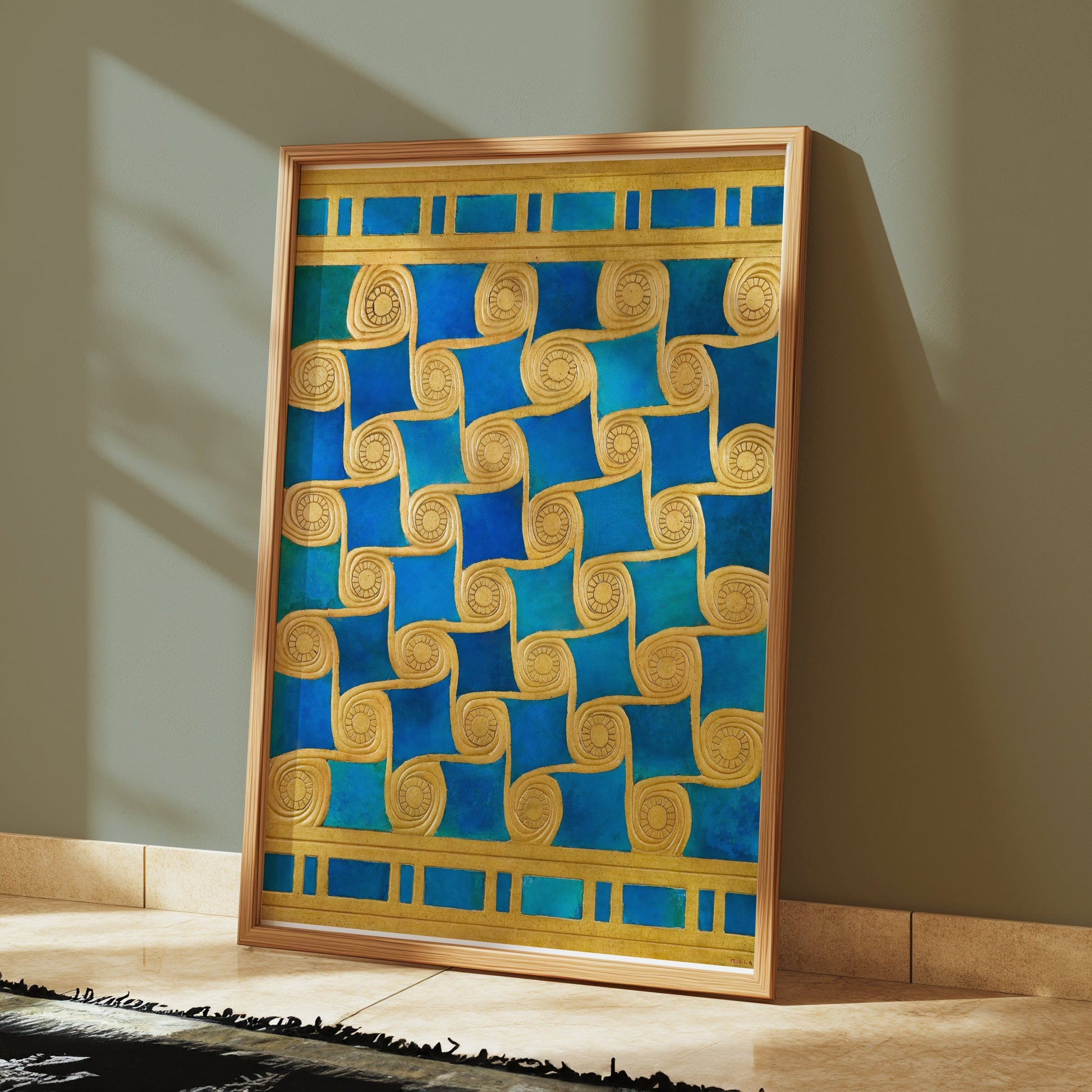 Premium Poster of Golden Spiral Blue and Green Art Deco Posters