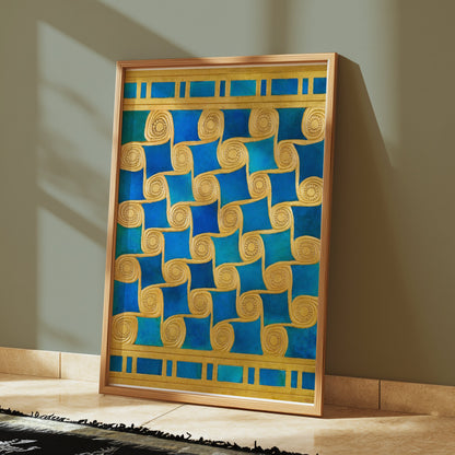 Premium Poster of Golden Spiral Blue and Green Art Deco Posters