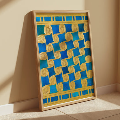Premium Poster of Golden Spiral Blue and Green Art Deco Posters