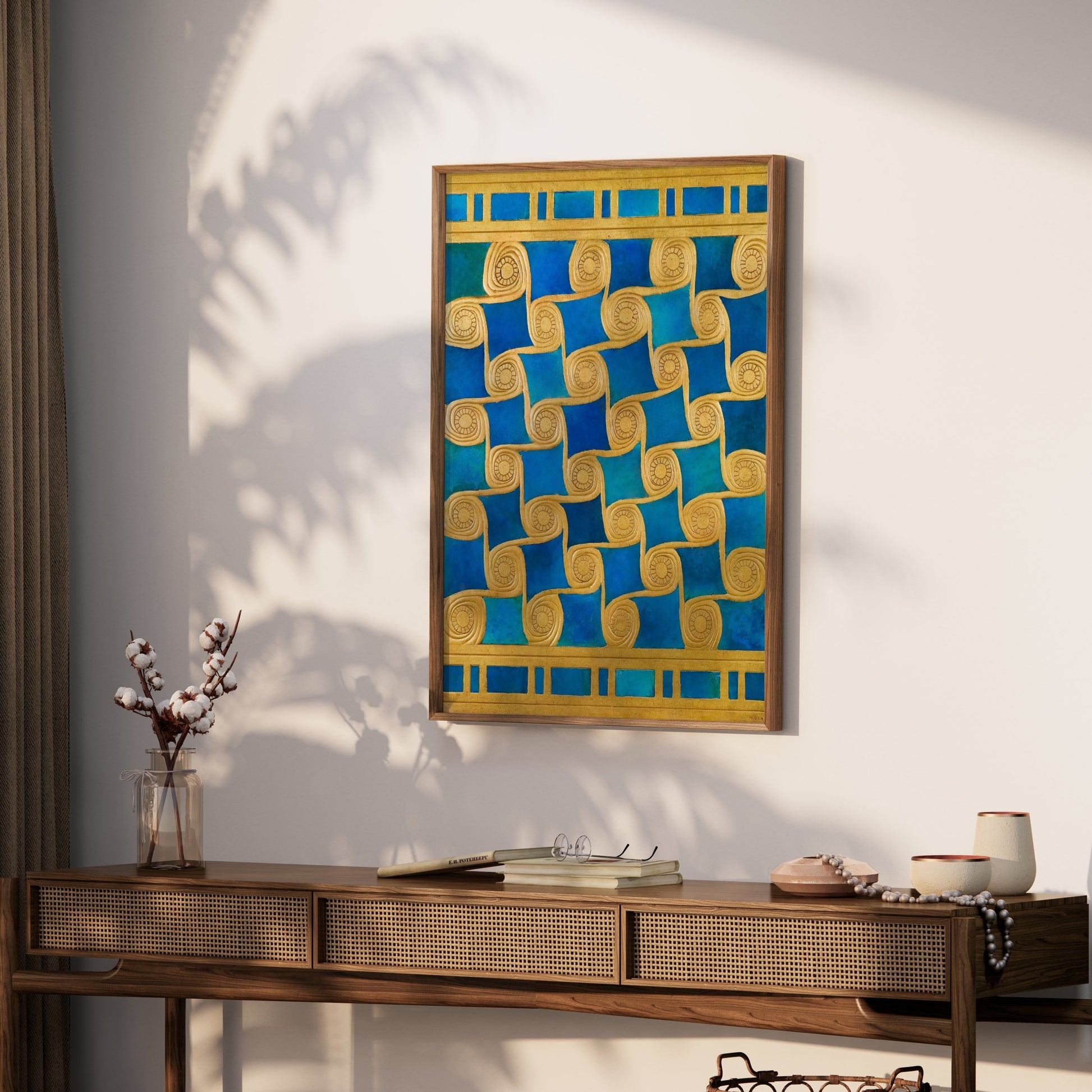 Premium Poster of Golden Spiral Blue and Green Art Deco Posters