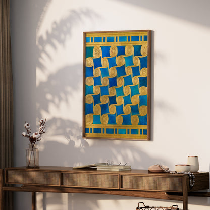 Premium Poster of Golden Spiral Blue and Green Art Deco Posters
