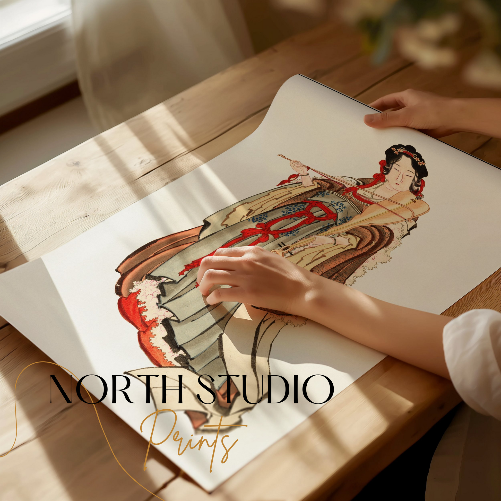 Premium Poster of Graceful Traditional Japanese Geisha Abstract Art Posters