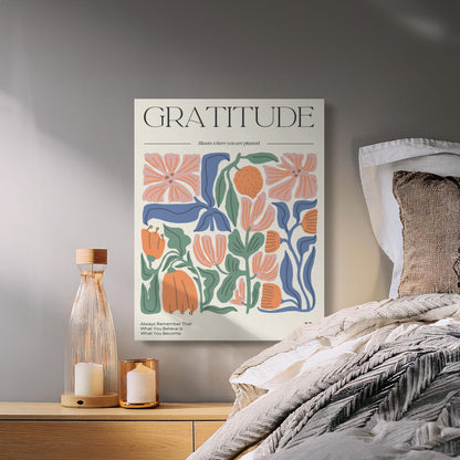 Premium Poster of Gratitude Inspirational Floral Wall Art Canvas Wraps