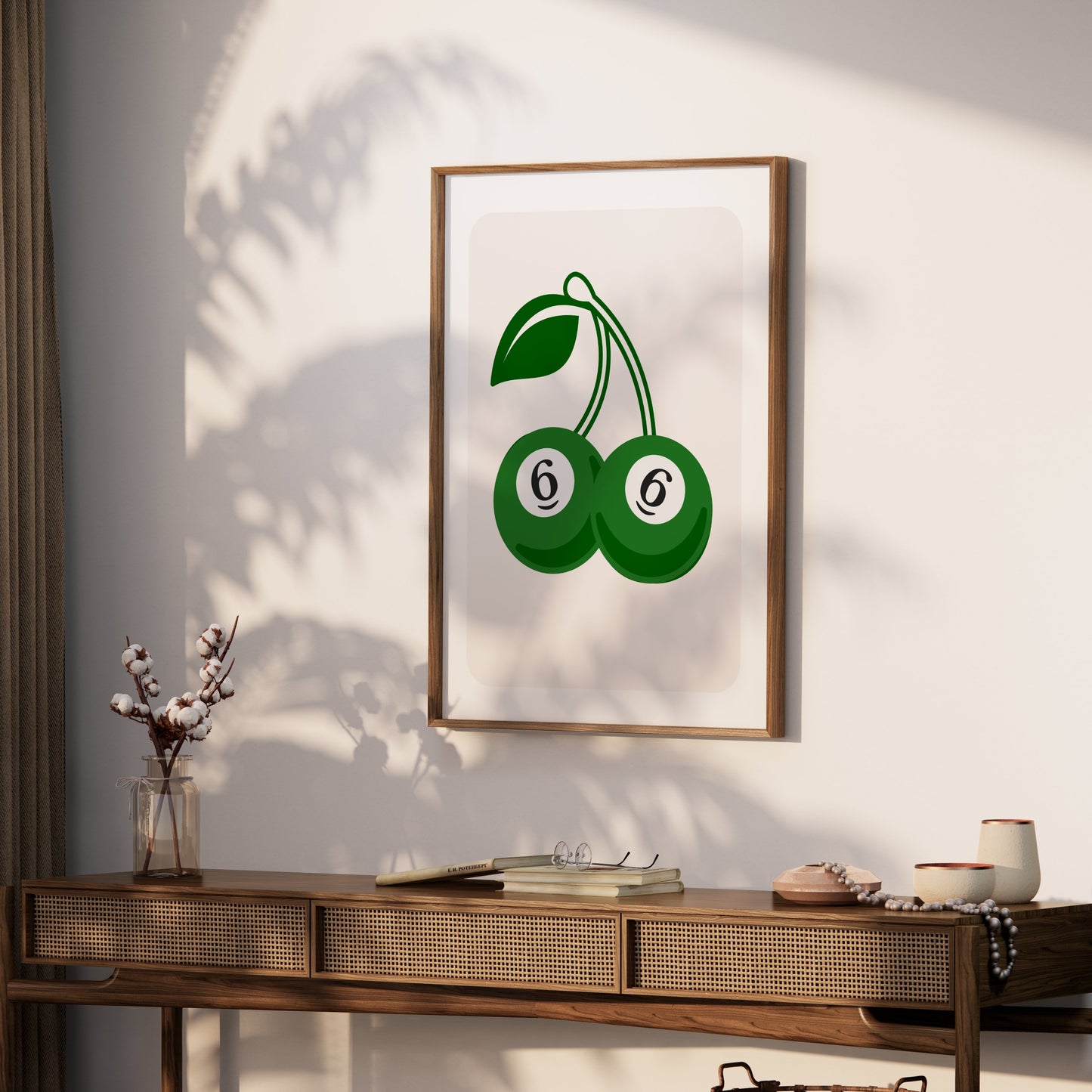 Premium Poster of Green Cherries Poster with Number 6 Design Posters