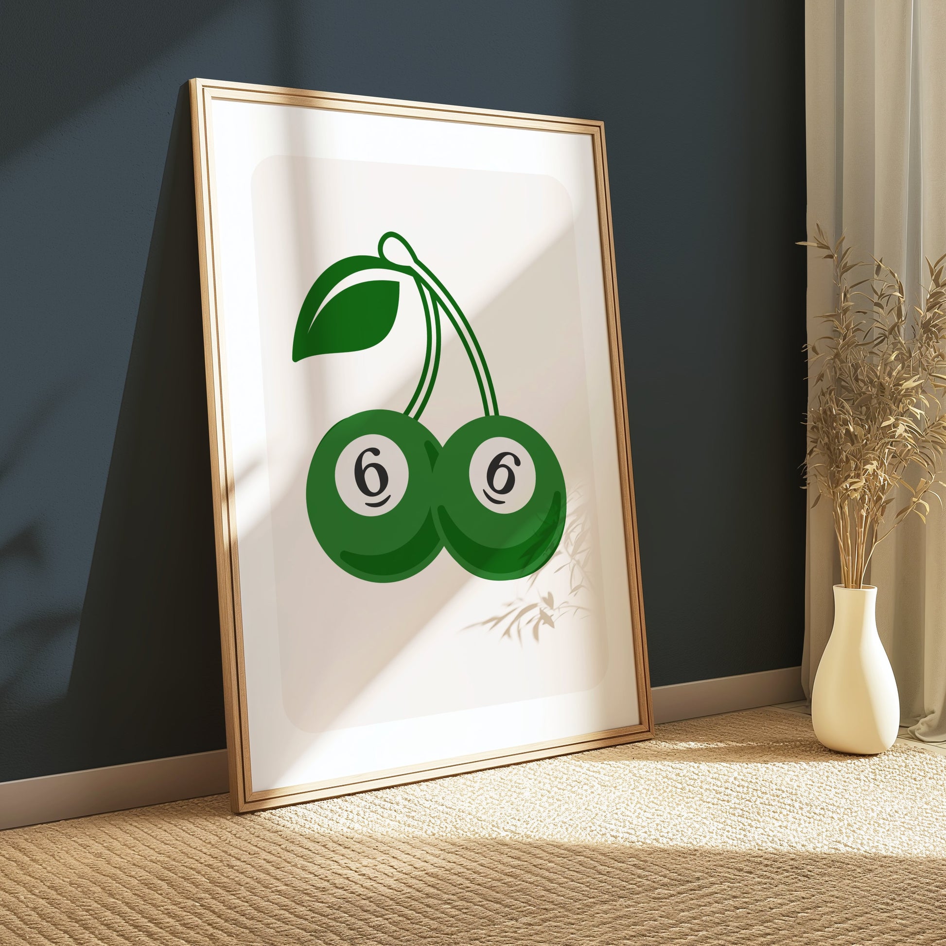 Premium Poster of Green Cherries Poster with Number 6 Design Posters