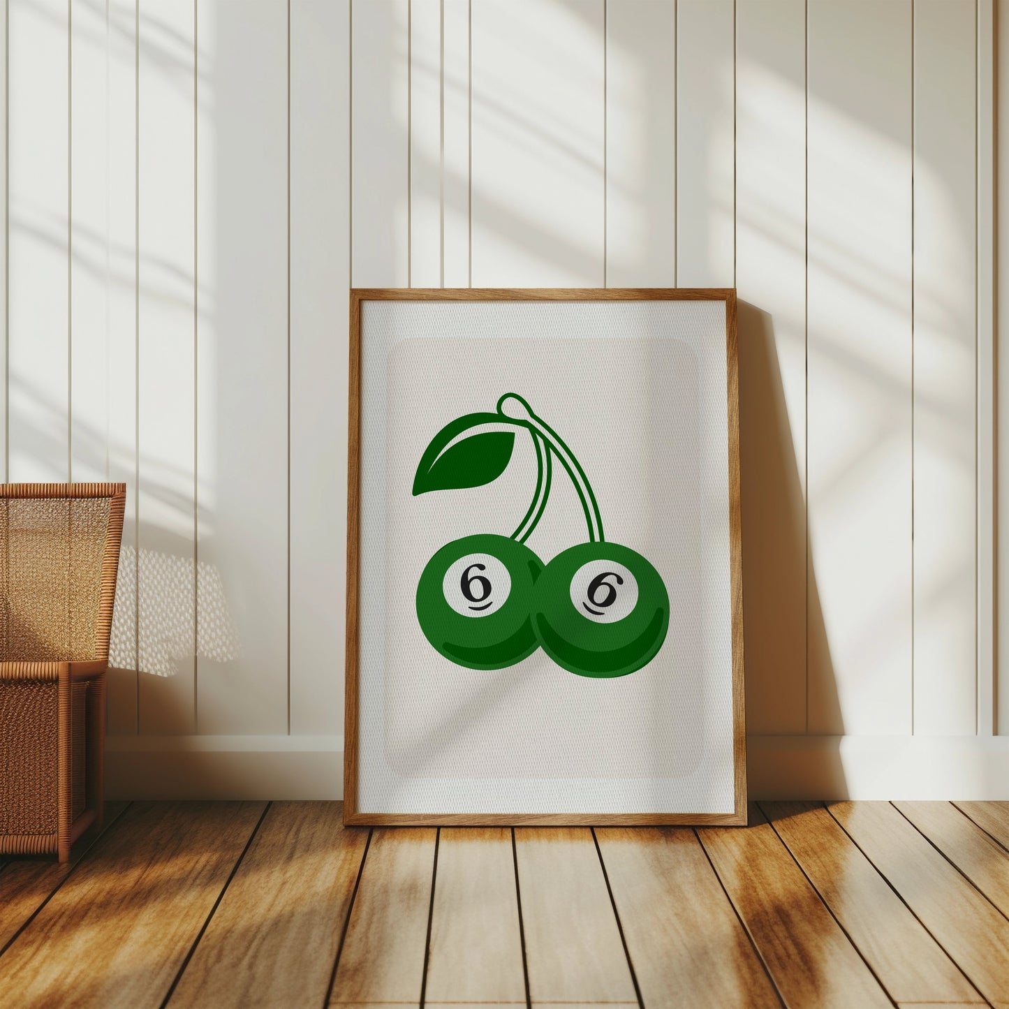 Premium Poster of Green Cherries Poster with Number 6 Design Posters