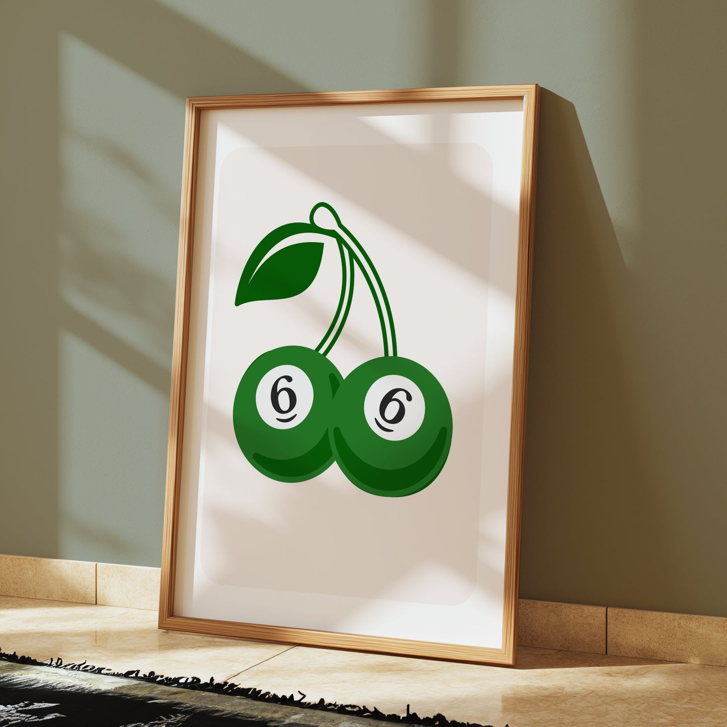 Premium Poster of Green Cherries Poster with Number 6 Design Posters