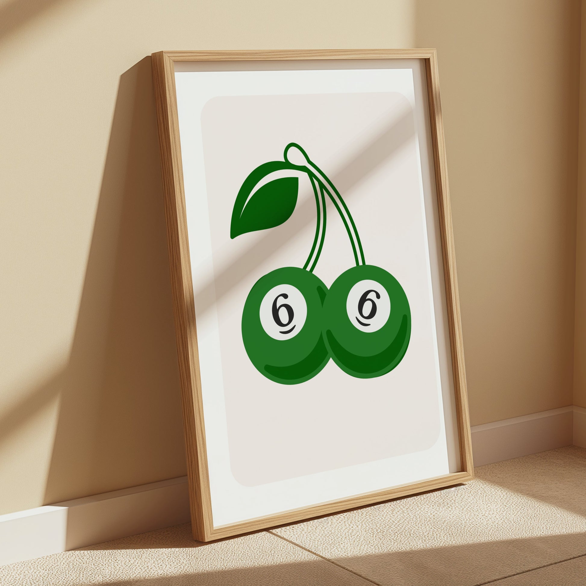 Premium Poster of Green Cherries Poster with Number 6 Design Posters